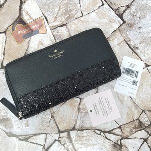 #bagsavenue pvc saffiano greta court neda black wallet continental Kate Spade